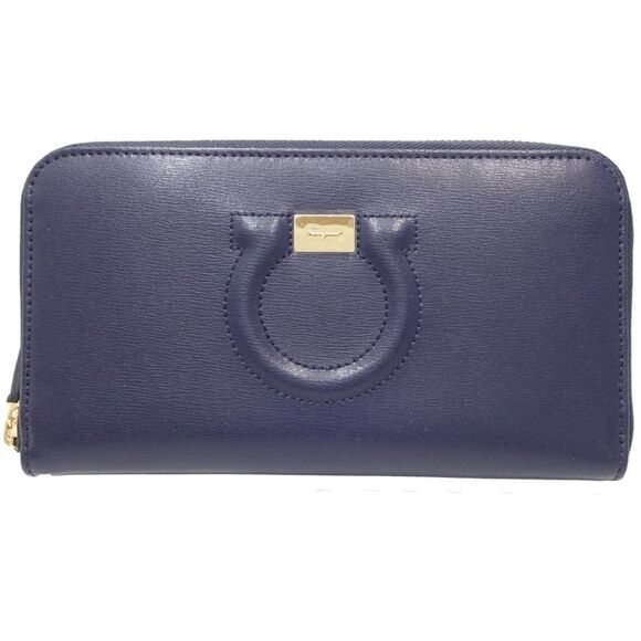 SALVATORE FERRAGAMO Navy Leather Wallet - Picture 1 of 10